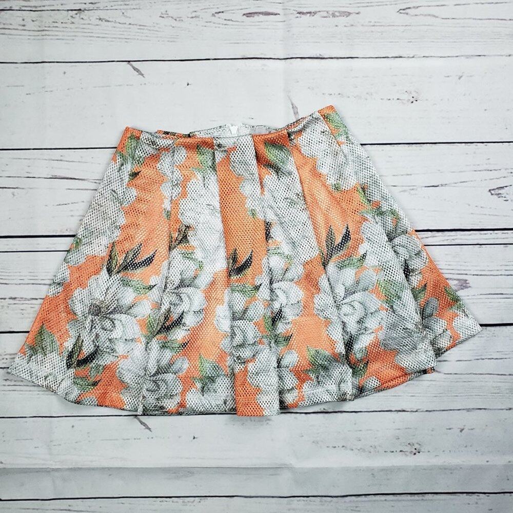 NWT ASOS Mesh Pleated A-Line Skater Floral Print Mini Skirt Women's Size 2